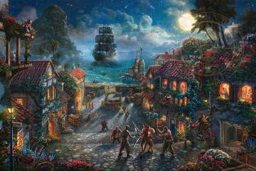 hopper kinkade Painting - Pirates of the Caribbean Thomas Kinkade